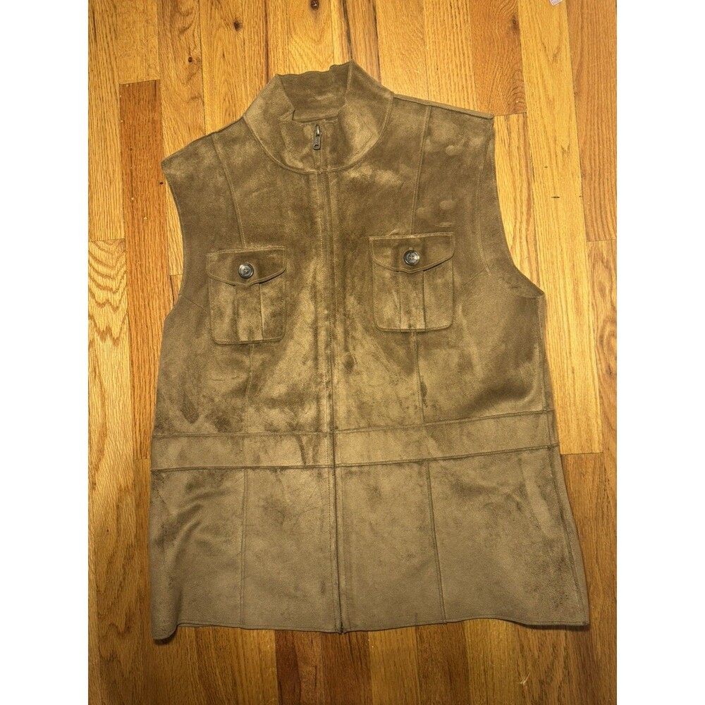 Lauren Ralph Lauren Dry Goods Supply Co Brown Faux Suede Zip Vest Size Large